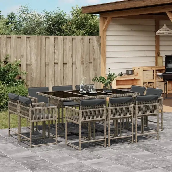 Gossi set mobilier de gradina cu perne, 11 piese, gri, poliratan