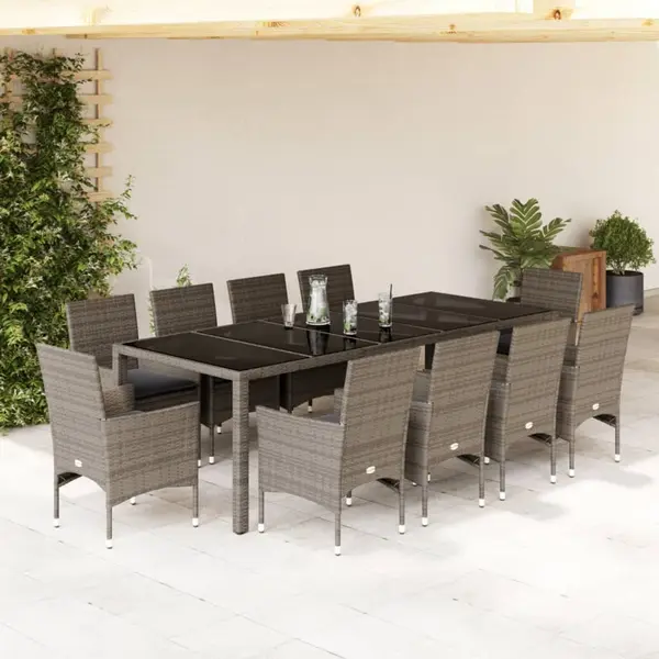 Gossi set mobilier de gradina cu perne 11 piese gri poliratan&sticla