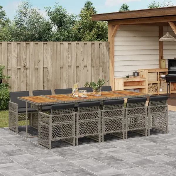 Gossi set mobilier de gradina cu perne, 11 piese, gri, poliratan