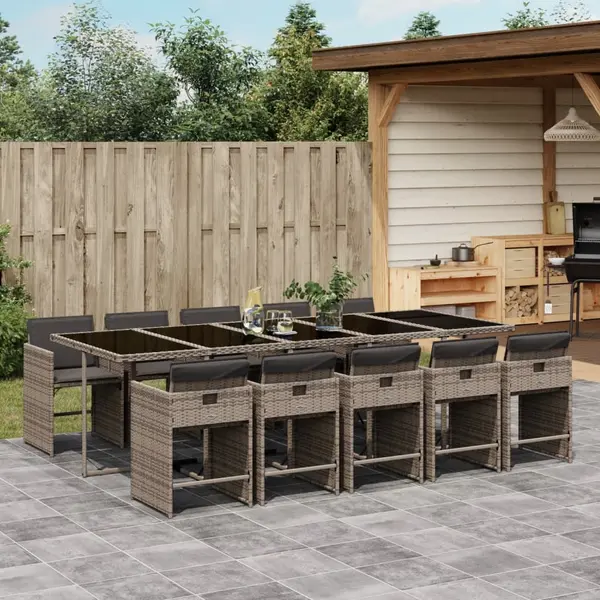 Gossi set mobilier de gradina cu perne, 11 piese, gri, poliratan
