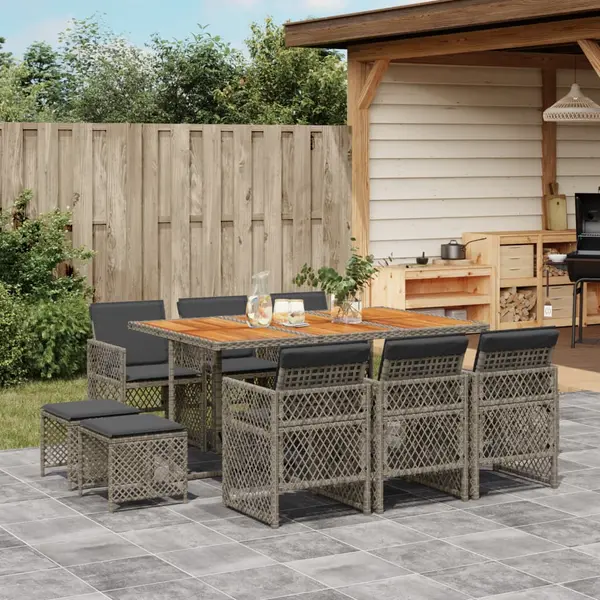 Gossi set mobilier de gradina cu perne, 11 piese, gri, poliratan