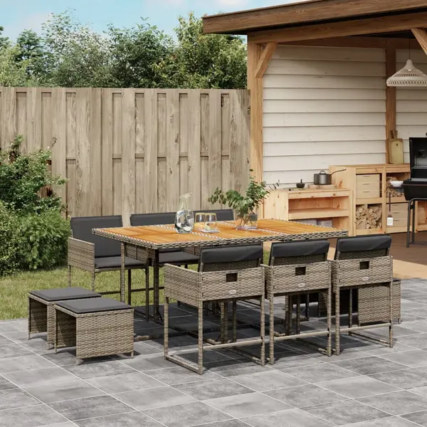 Gossi set mobilier de gradina cu perne, 11 piese, gri, poliratan