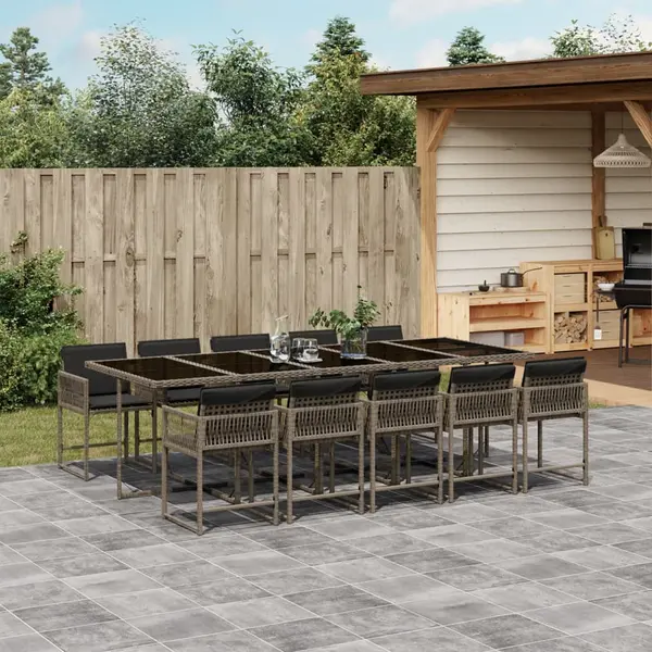 Gossi set mobilier de gradina cu perne, 11 piese, gri, poliratan