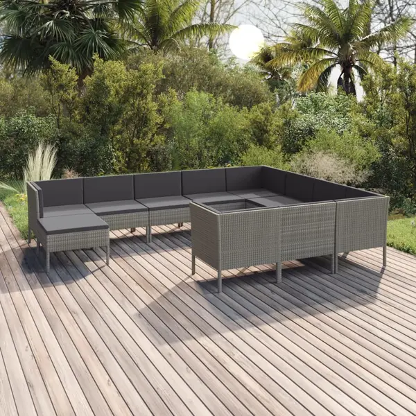 Gossi set mobilier de gradina cu perne, 11 piese, gri, poliratan