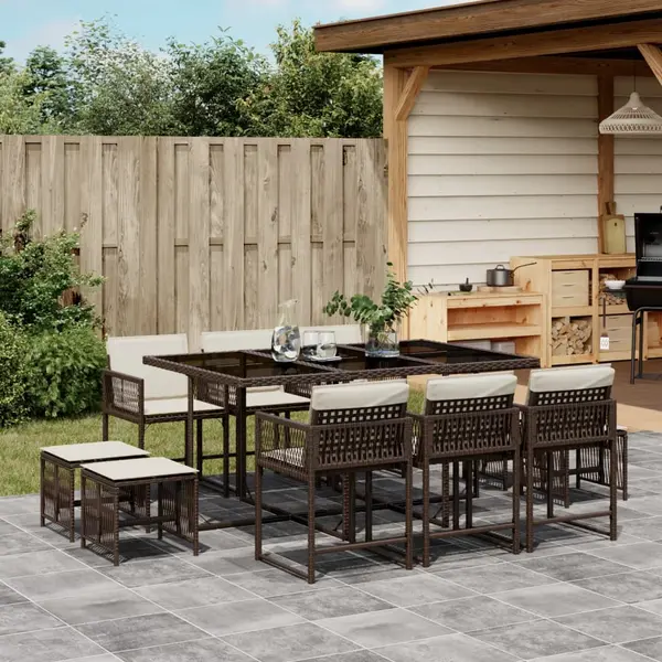 Gossi set mobilier de gradina cu perne, 11 piese, maro, poliratan