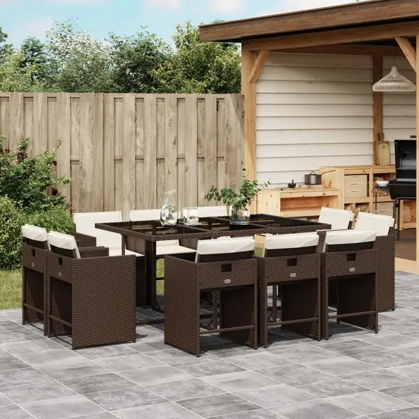 Gossi set mobilier de gradina cu perne, 11 piese, maro, poliratan