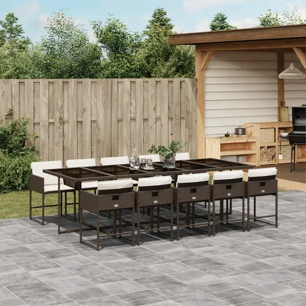 Gossi set mobilier de gradina cu perne, 11 piese, maro, poliratan