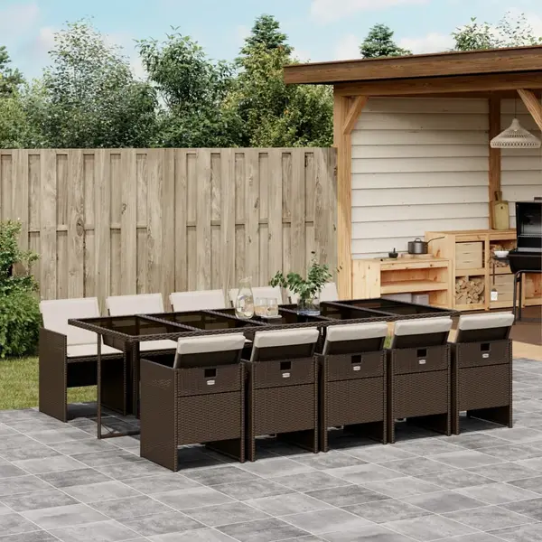 Gossi set mobilier de gradina cu perne, 11 piese, maro, poliratan