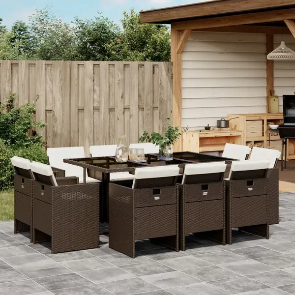 Gossi set mobilier de gradina cu perne, 11 piese, maro, poliratan
