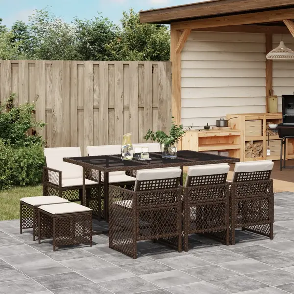 Gossi set mobilier de gradina cu perne, 11 piese, maro, poliratan