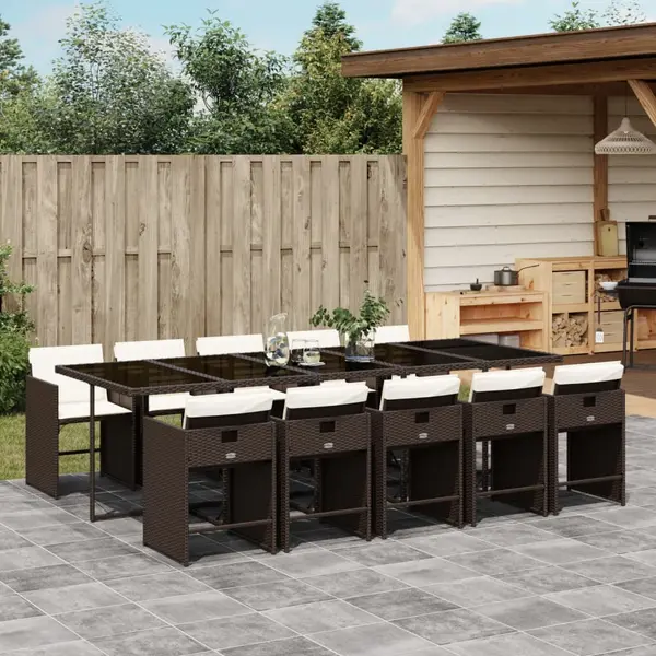 Gossi set mobilier de gradina cu perne, 11 piese, maro, poliratan