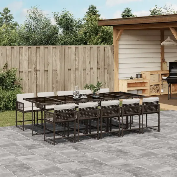 Gossi set mobilier de gradina cu perne, 11 piese, maro, poliratan