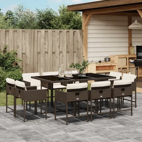 Gossi set mobilier de gradina cu perne, 11 piese, maro, poliratan