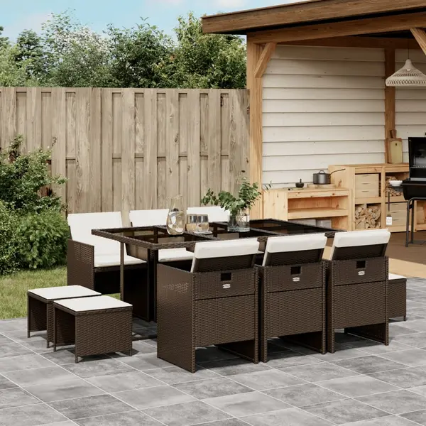 Gossi set mobilier de gradina cu perne, 11 piese, maro, poliratan