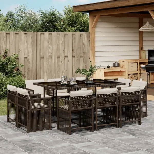 Gossi set mobilier de gradina cu perne, 11 piese, maro, poliratan