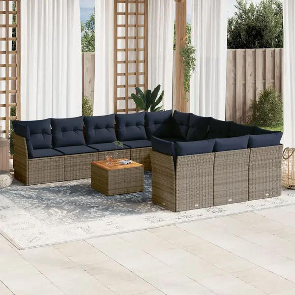 Gossi set mobilier de gradina cu perne, 12 piese, gri, poliratan