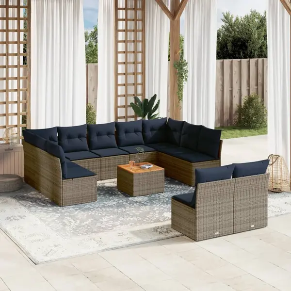 Gossi set mobilier de gradina cu perne, 12 piese, gri, poliratan