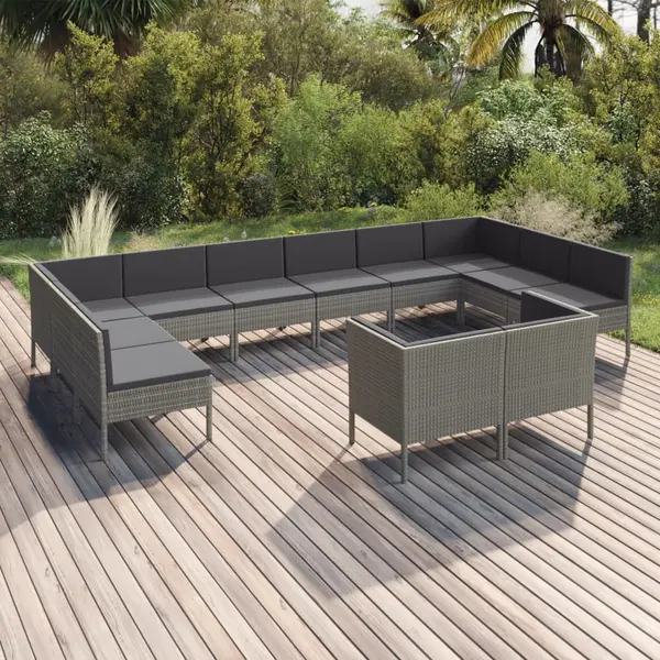 Gossi set mobilier de gradina cu perne, 12 piese, gri, poliratan