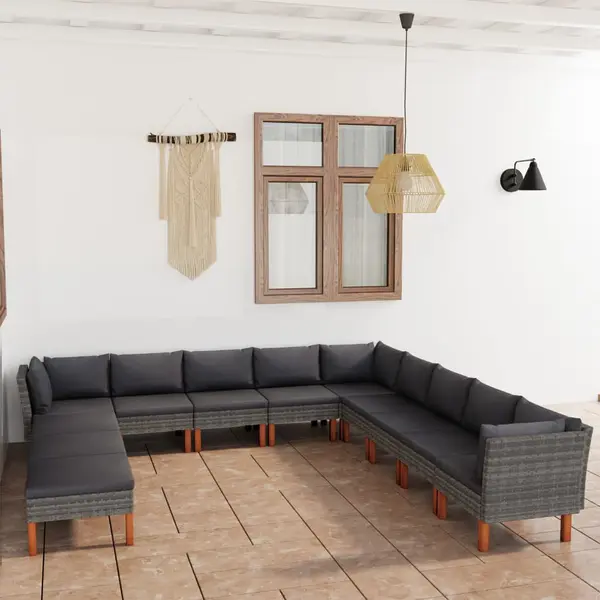 Gossi set mobilier de gradina cu perne, 12 piese, gri, poliratan