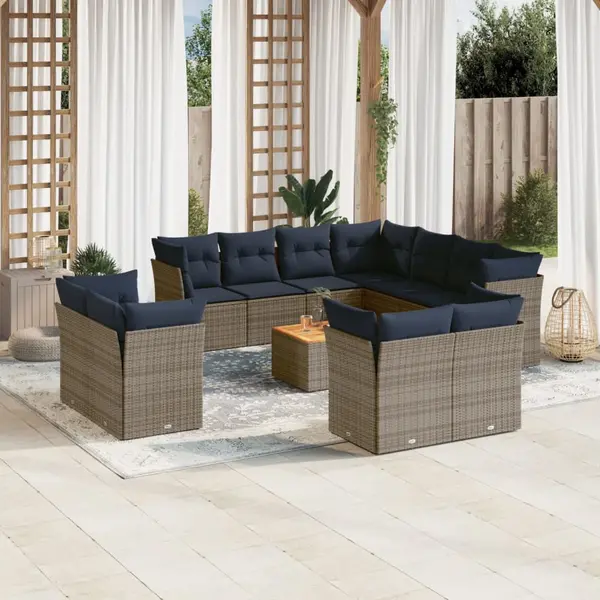 Gossi set mobilier de gradina cu perne, 12 piese, gri, poliratan