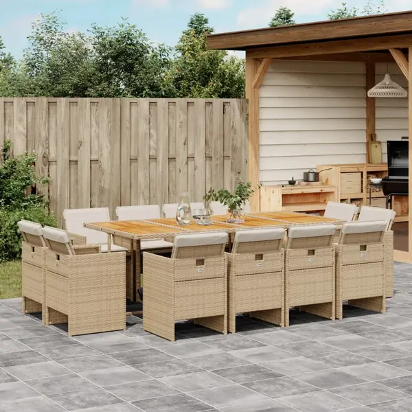 Gossi set mobilier de gradina cu perne, 13 piese, bej, poliratan