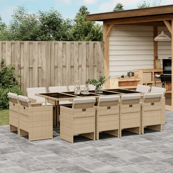 Gossi set mobilier de gradina cu perne, 13 piese, bej, poliratan