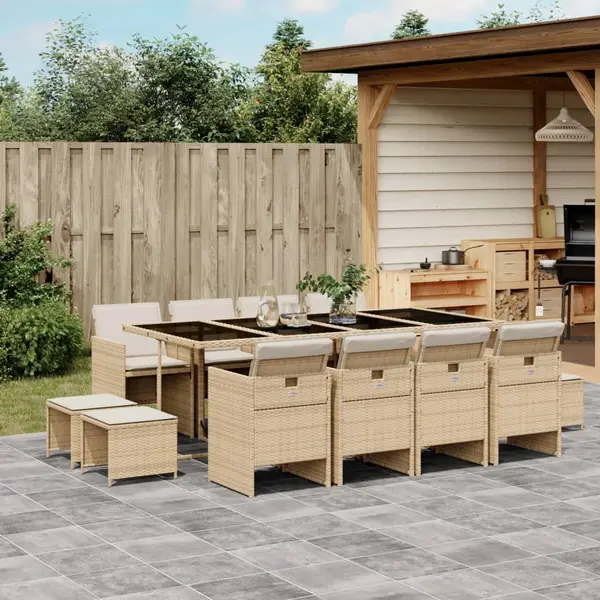 Gossi set mobilier de gradina cu perne, 13 piese, bej, poliratan