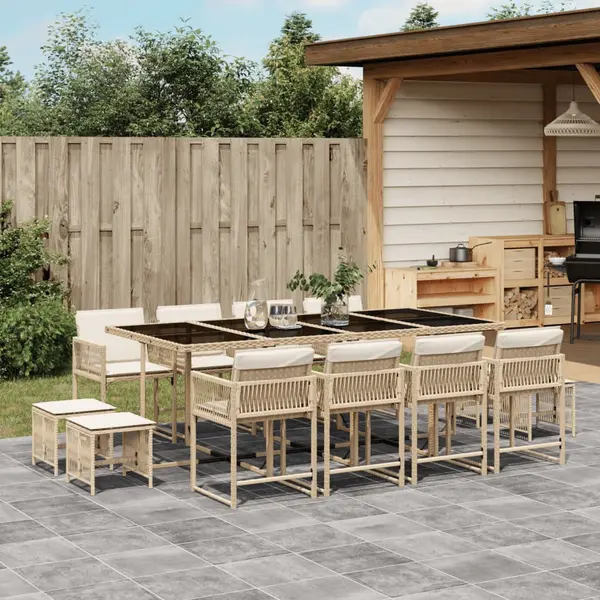 Gossi set mobilier de gradina cu perne, 13 piese, bej, poliratan
