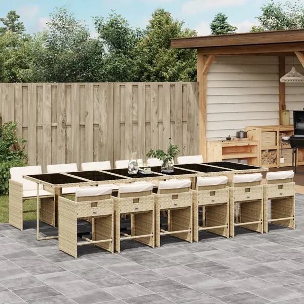 Gossi set mobilier de gradina cu perne, 13 piese, bej, poliratan