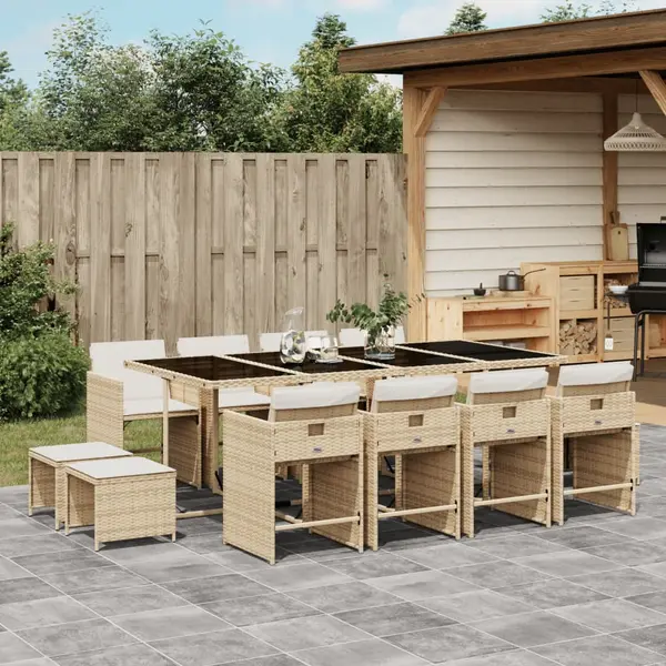 Gossi set mobilier de gradina cu perne, 13 piese, bej, poliratan