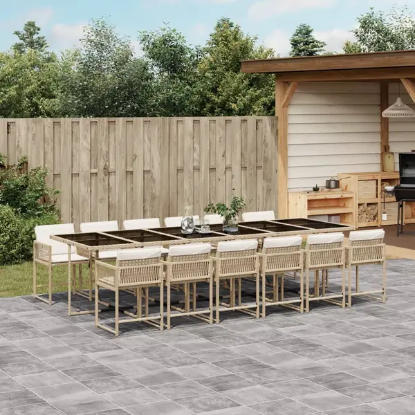 Gossi set mobilier de gradina cu perne, 13 piese, bej, poliratan