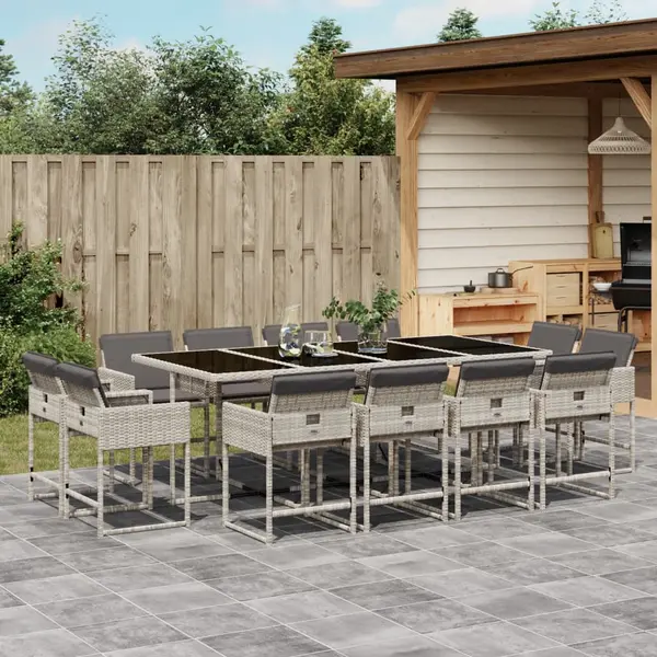 Gossi set mobilier de gradina cu perne 13 piese gri deschis poliratan