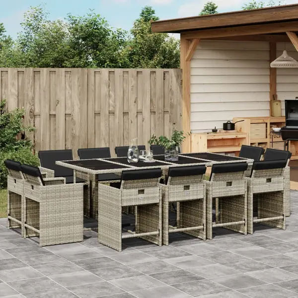 Gossi set mobilier de gradina cu perne 13 piese gri deschis poliratan