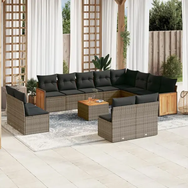 Gossi set mobilier de gradina cu perne, 13 piese, gri, poliratan