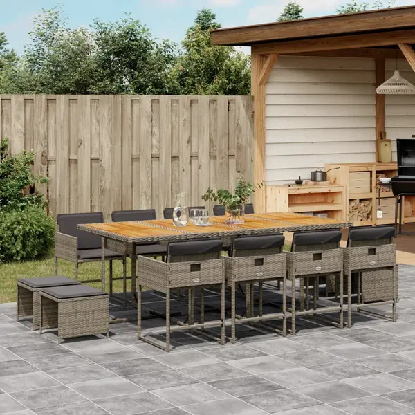 Gossi set mobilier de gradina cu perne, 13 piese, gri, poliratan