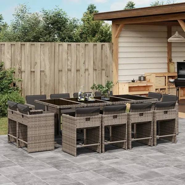 Gossi set mobilier de gradina cu perne, 13 piese, gri, poliratan