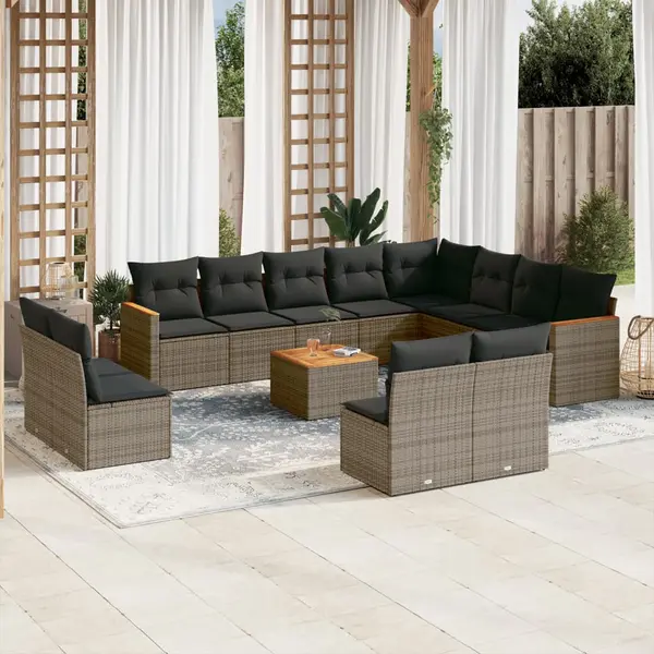 Gossi set mobilier de gradina cu perne, 13 piese, gri, poliratan