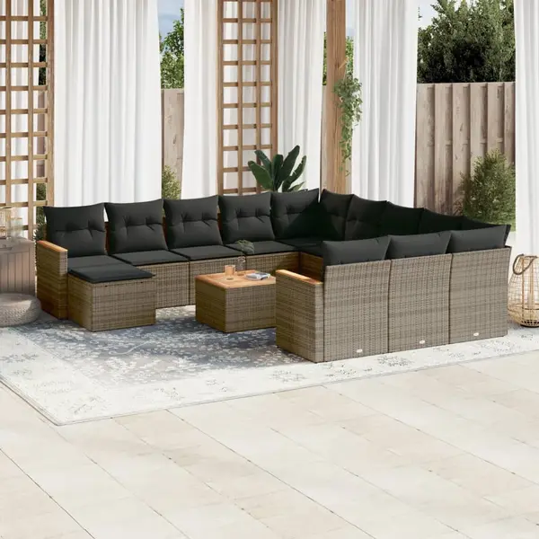 Gossi set mobilier de gradina cu perne, 13 piese, gri, poliratan