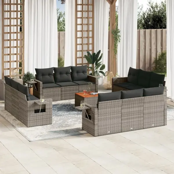 Gossi set mobilier de gradina cu perne, 13 piese, gri, poliratan