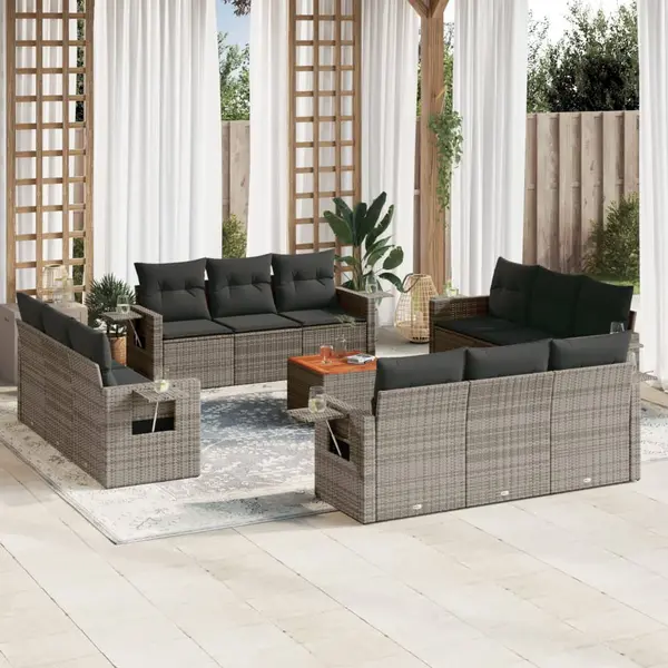 Gossi set mobilier de gradina cu perne, 13 piese, gri, poliratan