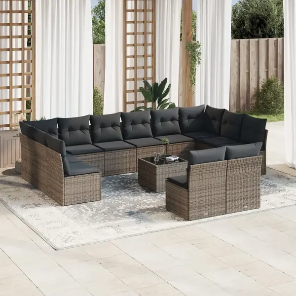 Gossi set mobilier de gradina cu perne, 13 piese, gri, poliratan