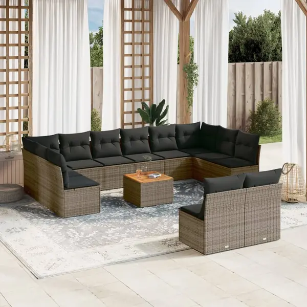 Gossi set mobilier de gradina cu perne, 13 piese, gri, poliratan