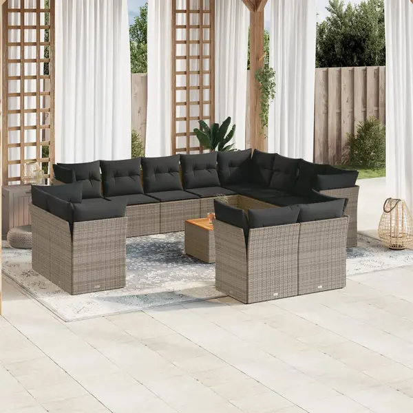 Gossi set mobilier de gradina cu perne, 13 piese, gri, poliratan