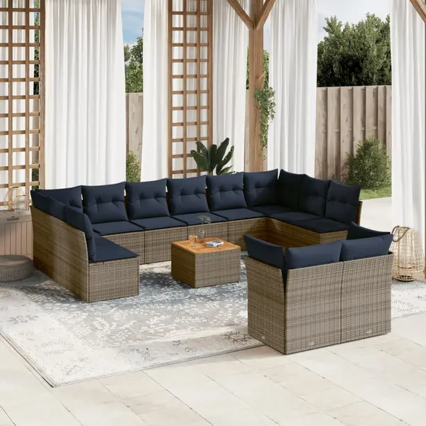 Gossi set mobilier de gradina cu perne, 13 piese, gri, poliratan