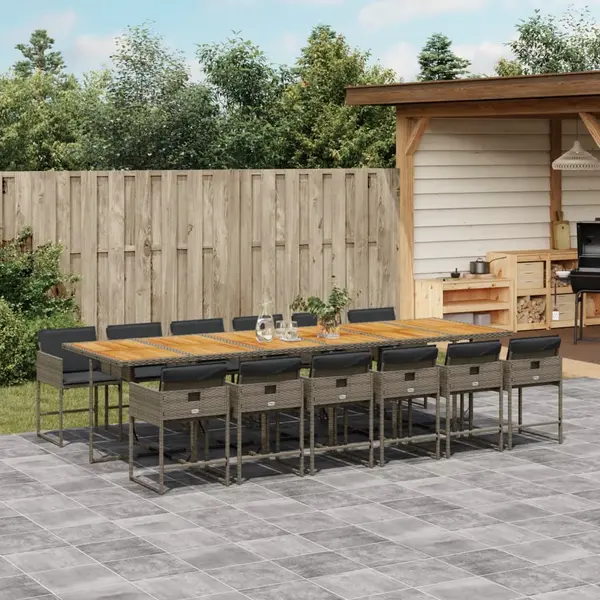 Gossi set mobilier de gradina cu perne, 13 piese, gri, poliratan
