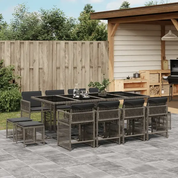 Gossi set mobilier de gradina cu perne, 13 piese, gri, poliratan