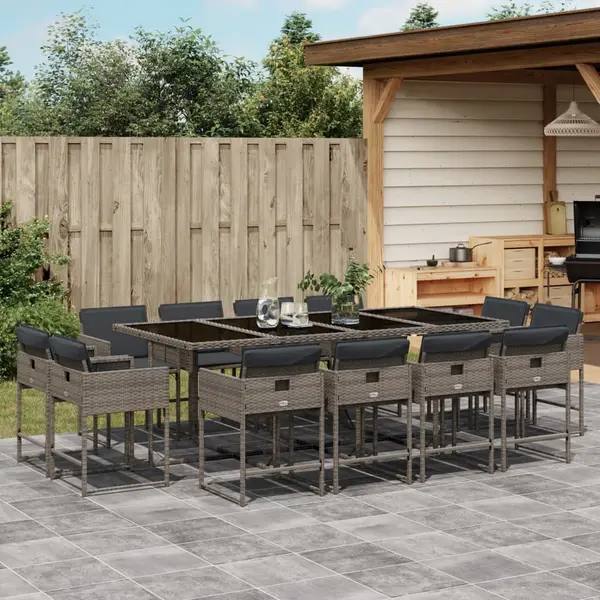 Gossi set mobilier de gradina cu perne, 13 piese, gri, poliratan