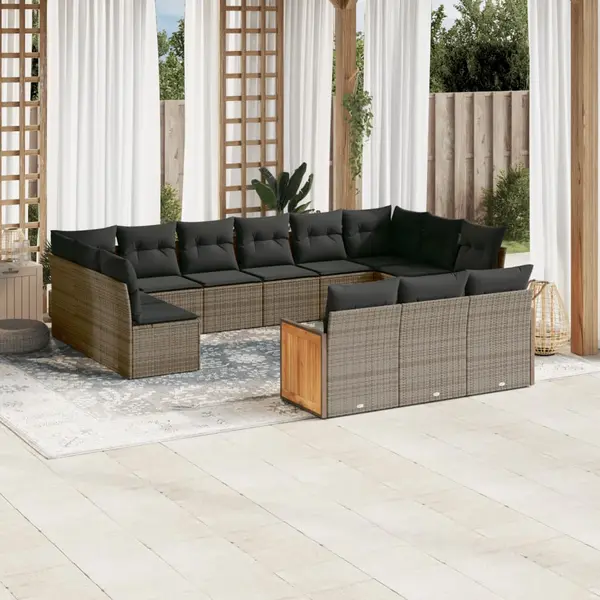 Gossi set mobilier de gradina cu perne, 13 piese, gri, poliratan