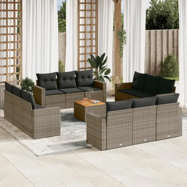 Gossi set mobilier de gradina cu perne, 13 piese, gri, poliratan