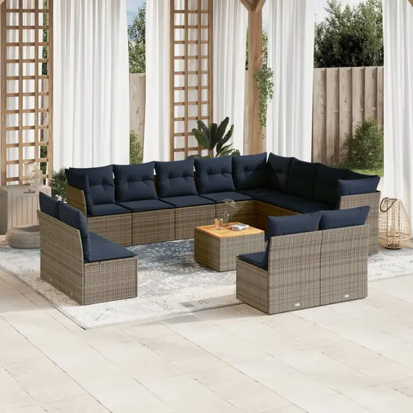 Gossi set mobilier de gradina cu perne, 13 piese, gri, poliratan
